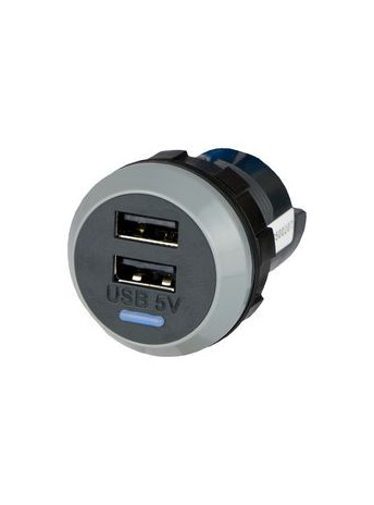Chargeur double USB A 5V 3A IP65 - Alfatronix - PV65R-AA